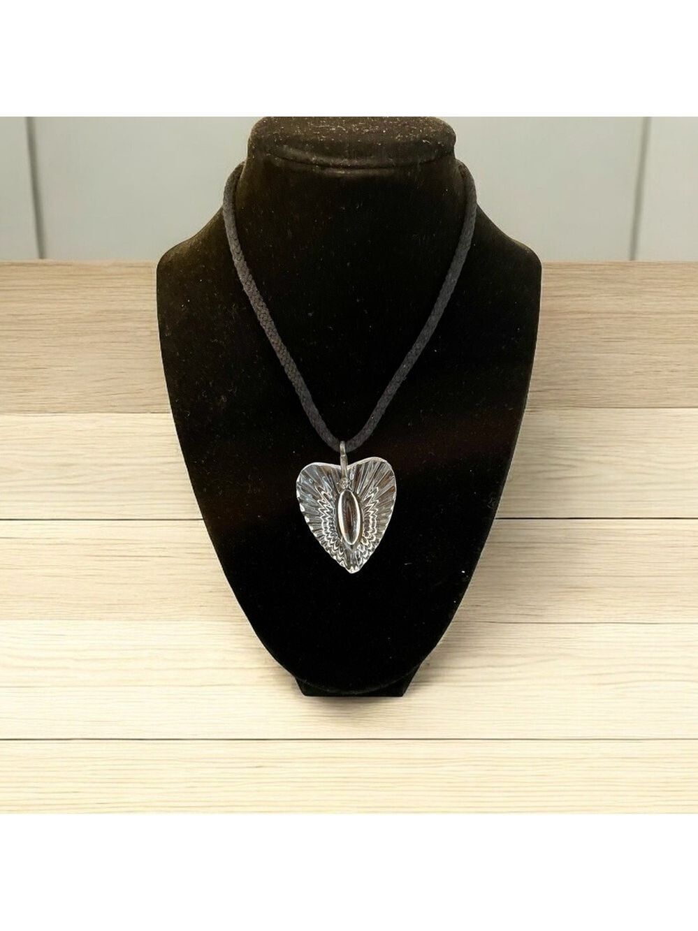 Waterford Crystal Heart Necklace, Sparkling Cut Glass, Fabric Chain Sparkling